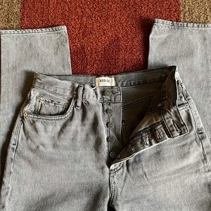 Agolde Riley High-rise Straight Cropped Jeans In Grey